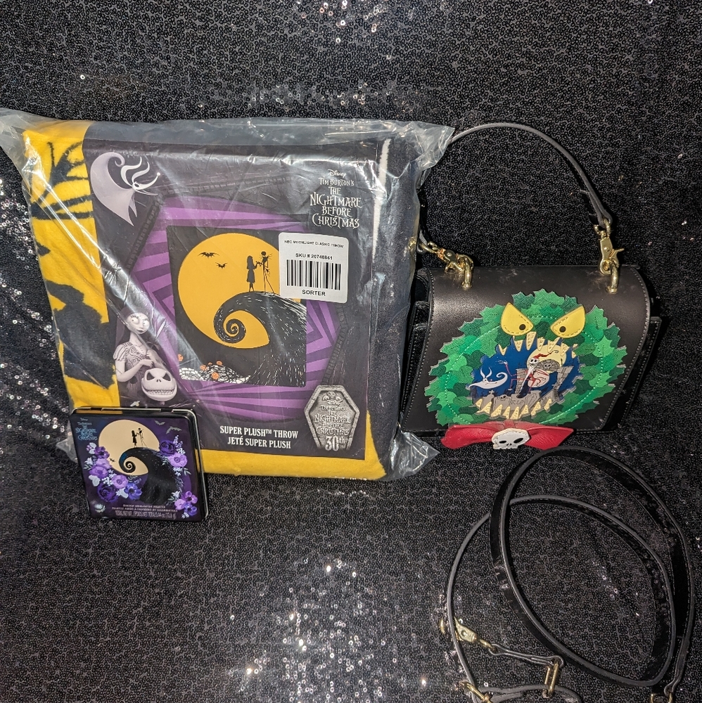 Nightmare Before Christmas Crossbody Loungefly Bundle (Eyeshadow & Blanket Sold)